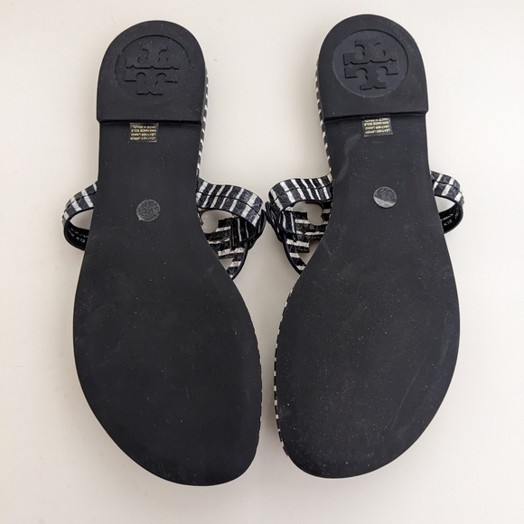 GUC! Tory Burch Miller Sandal In Navy Striped Snake Embossed Leather Size 8 - Picture 14 of 16